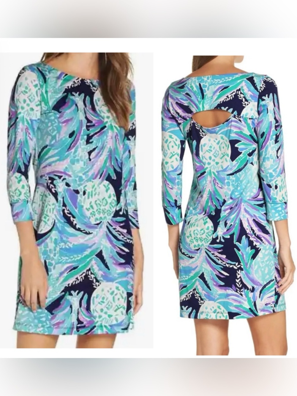 Lilly Pulitzer Hollee Dress Style 30059 Bright Navy Alotta Colada Small Tropical